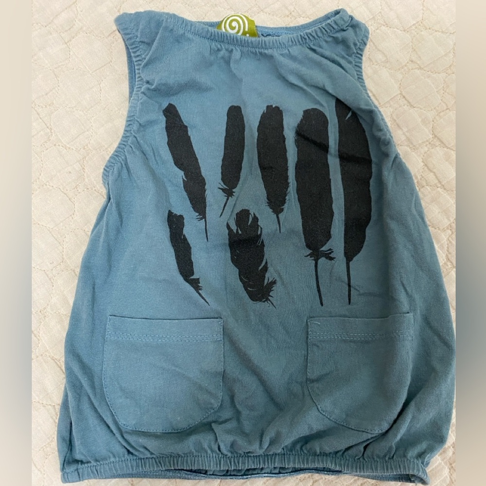 Nui Organics Tank Bubble Dress with Pockets Slate Blue Size 6-12 Months GUC